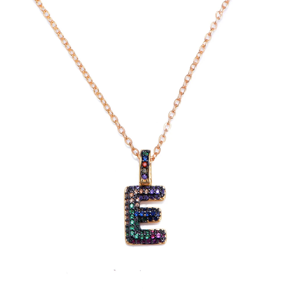 E Новое поступление, цепочка в стиле панк, женские Стразы, циркон, начальная буква, алфавит, имя, ожерелье, Подвеска для женщин, ювелирное изделие в подарок с подвесками, найти - Окраска металла: E