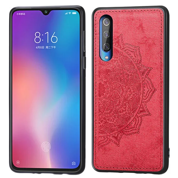 Красный Чехол для Xiaomi mi 9, роскошный тканевый жесткий чехол из поликарбоната, противоударный чехол на заднюю панель, автомобильный металлический магнитный чехол для Xiao mi 9 mi 9 Fundas Shell - Цвет: Красный