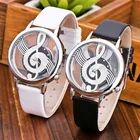 2020 уникальные женские кварцевые аналоговые Hollow музыкальная нота Стиль кожаные Наручные часы, часы для женщин и мужчин, часы Дамы подарки повседневные часы женские
