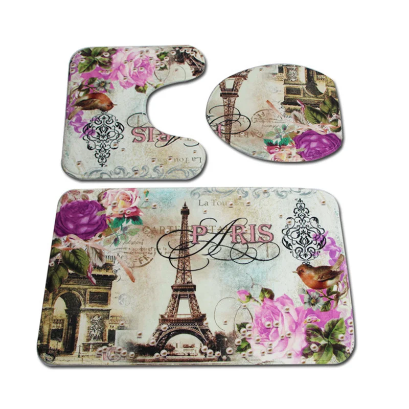 colorful bathroom rugs 3 pcsset closestool seat mat toilet seat mat anti slip wc mat 3d effect floor mats home toilet carpet free global shipping