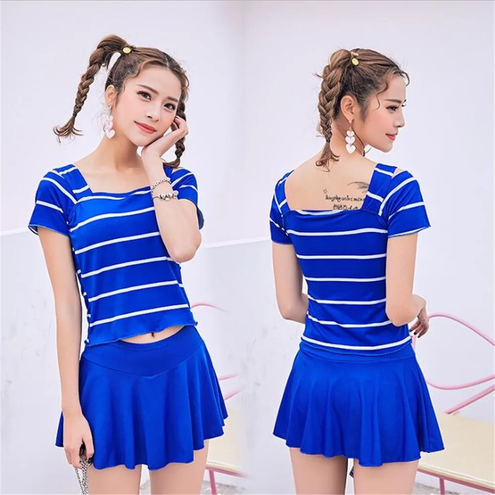 2018 Июнь Новая коллекция молодые девушки полосатый красный Двойка Купальники Holiday