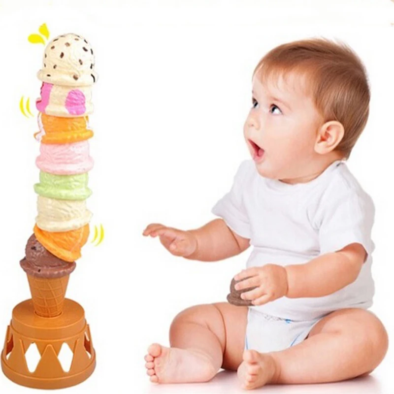 Funny Icecream stacking game piles up pretend play house cooking miniature food toy for girls balancing gift Children Y202 | Игрушки и