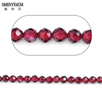 shinygem natural 2mm3mm class a real sparkling cut round garnet beads small fashion necklace making neck jewelry accessories