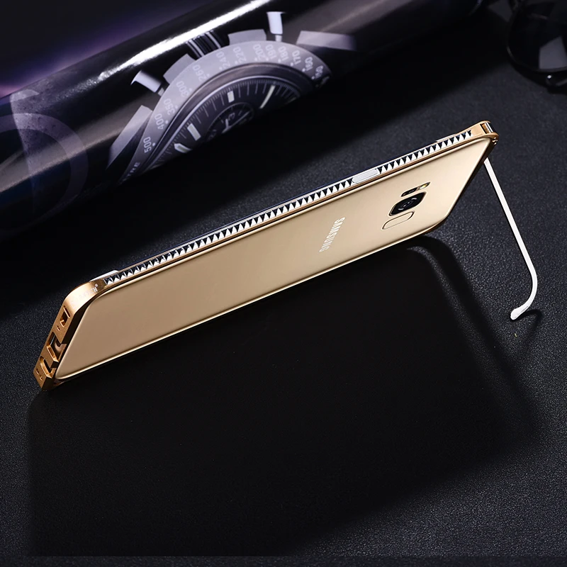 iMatch Алмазная Алюминевая металлическая бампер чехол для Samsung Galaxy S8/S8 плюс Роскошный ультра тонкий корпус для телефона невидимая подставка чехол S8