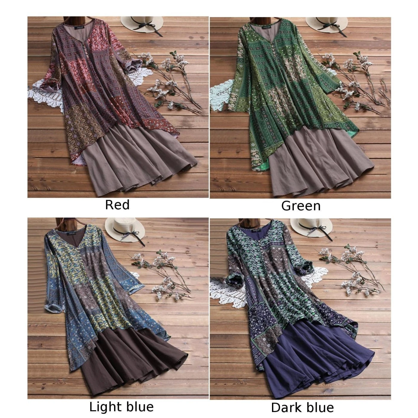 Женское хлопковое льняное Макси платье с длинным рукавом повседневное Boho кафтан