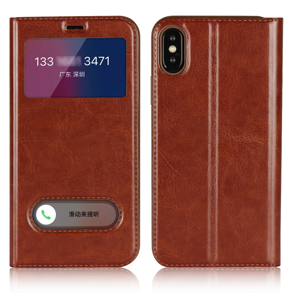 Чехол Deekite для iPhone XS откидная крышка двойное окно вид с откидной подставкой чехол