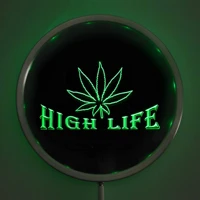 rs 0403 high life weed led neon round signs 25cm 10 inch bar sign with rgb multi color remote wireless control function