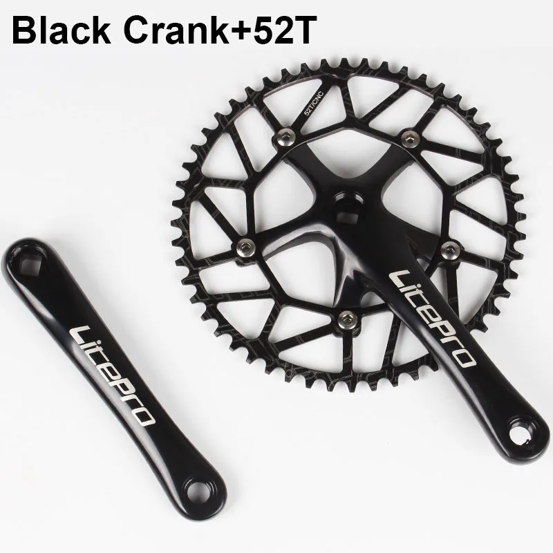 52T Black Crank Litepro полый BMX складной велосипедный шатун Сверхлегкий 130 BCD 50T 52T 54T 56T 58T велосипедная цепь - Цвет: 52T Black Crank