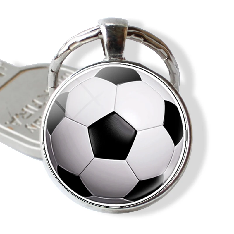 

Модный футбольный брелок для ключей шар, спортивный мужской ювелирный брелок, металлический брелок, стеклянный кабошон, подвеска, аксессуа...