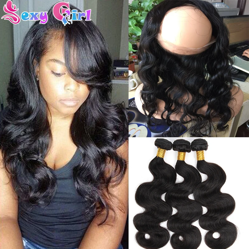 360 Кружева Фронтальной С Bundle Перуанский Объемная Волна Предварительно Сорвал