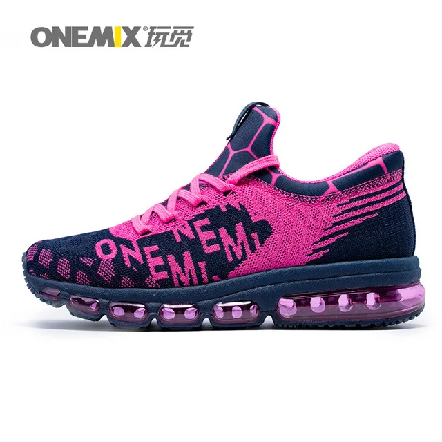 Onemix/Мужская обувь для бега; кроссовки для женщин; спортивная обувь; Zapatillas; дышащая оригинальная обувь для мужчин - Цвет: BluePink