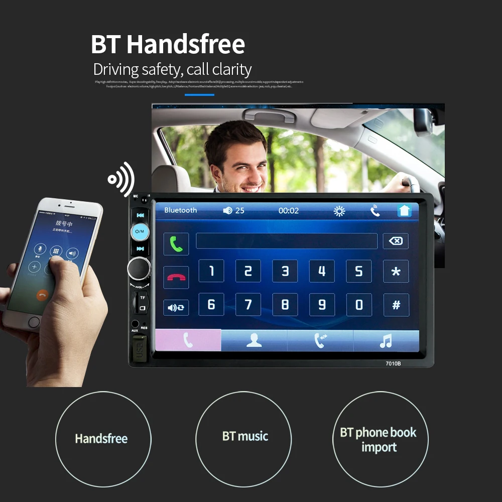 2din автомобильный Радио мультимедийный автомобильный стерео FM USB AUX Bluetooth Авторадио 7010B MP5 плеер зеркальная связь Поддержка камеры заднего вида