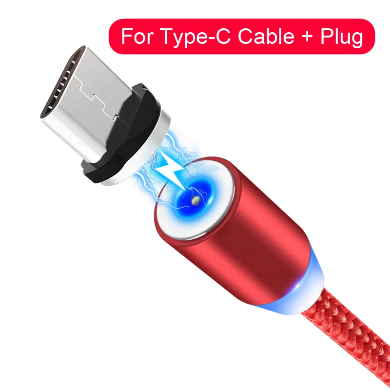 Магнитный Micro usb type-C кабель для iPhone, samsung, Xiaomi 2.4A, быстрая зарядка, магнитный кабель для передачи данных, usb-кабель для зарядки, кабель для мобильного телефона - Цвет: Red Type C Cable