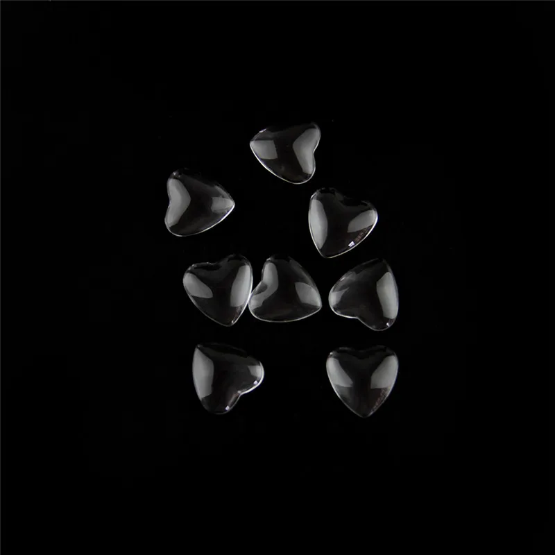 Heart 16mm 100pcs Flat Back Tranparent Clear Glass Cabochon Crystal Domed Magnifying for Diy Charm Pendant Jewelry Making | Лампы и