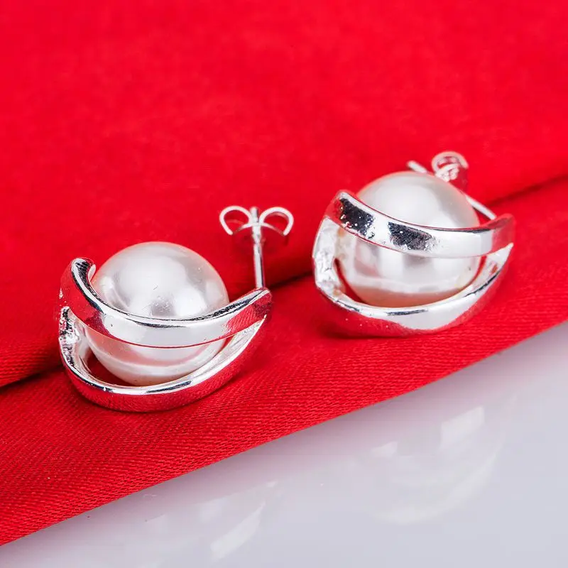 Серьги из бисера блестящие изящные посеребренные 925 пробы ювелирные изделия для