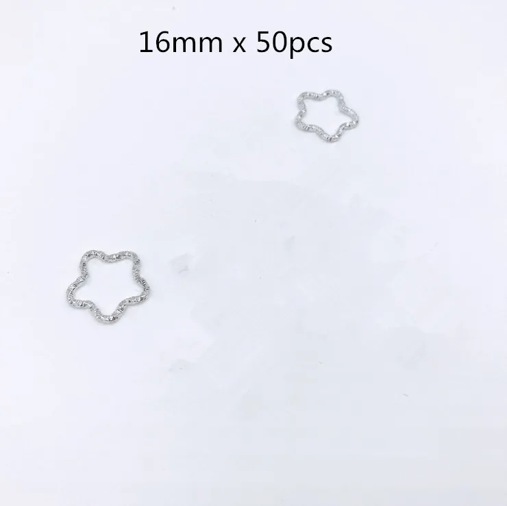 Rhodium Flower 100 шт., 8, 10, 12, 15, 18, 20 мм, скрученные круглые сливы, цветок, закрытые кольца, соединитель для самодельных шармов, бусины-разделители, фурнитура для ювелирных изделий - Цвет: Rhodium Flower