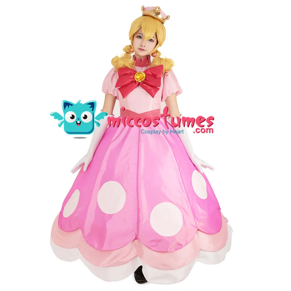 Персиковый Peachette Косплей Костюм розовое платье женский наряд на Хэллоуин