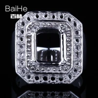 baihe solid 14k white goldau585 certified emerald cut wedding women officecareer fine jewelry elegant unique semi mount ring