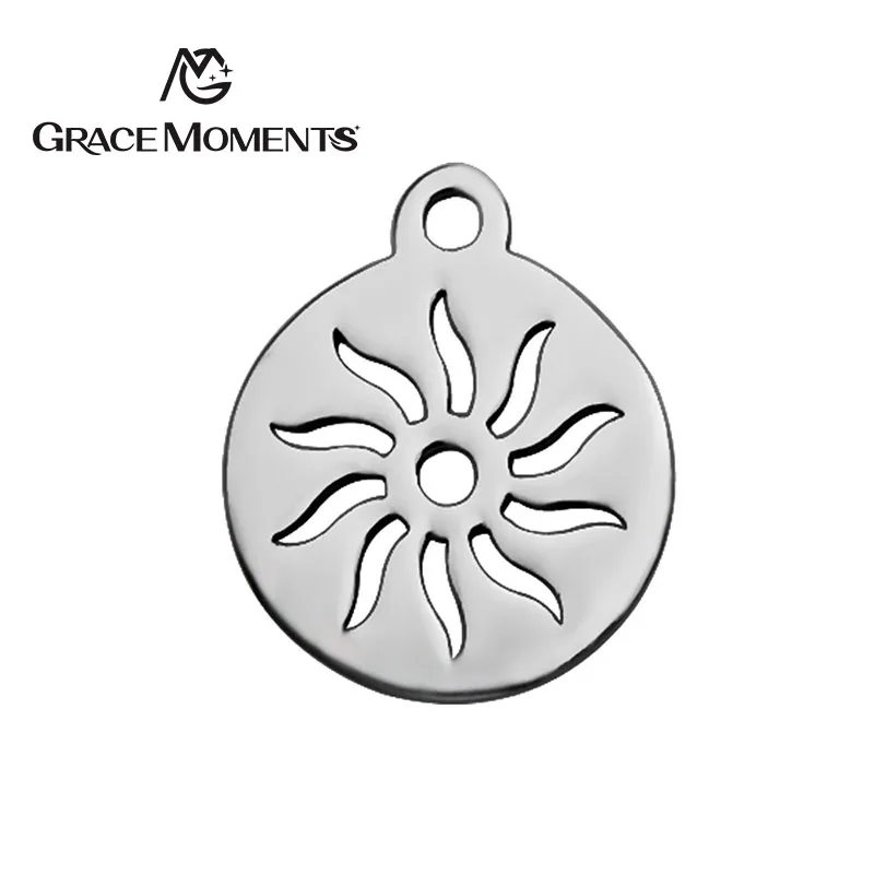 GRACE MOMENTS солнце форма из нержавеющей стали Сияющий блестящий кулон браслеты