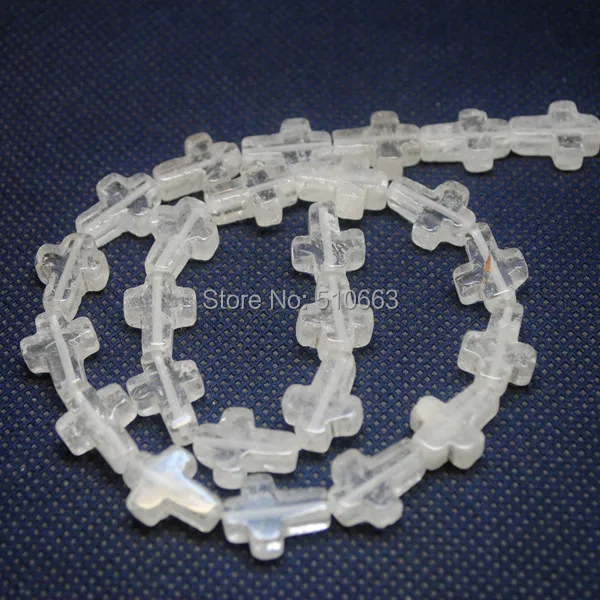 

Natural Clear White Crystal Bead Gem Stone Cross Shape String Good Quality Size 12x16mm One Strand Have 25 pieces