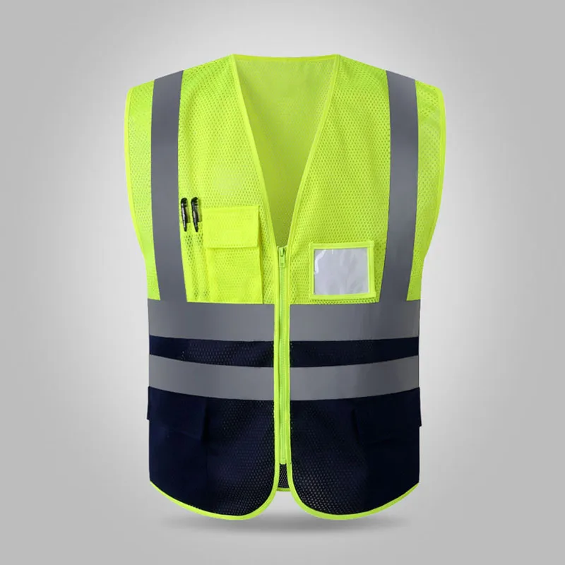 

Reflective vest mesh breathable construction safety clothing road traffic warning fluorescent vest men women unisex workwear