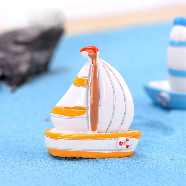 Sailboat B Летнее солнце Дельфин Пляж Лодка голубь фигурка Морская звезда Смола ремесло Домашний декор миниатюрное украшение для сада в виде Феи аксессуары игрушки - Цвет: Sailboat B