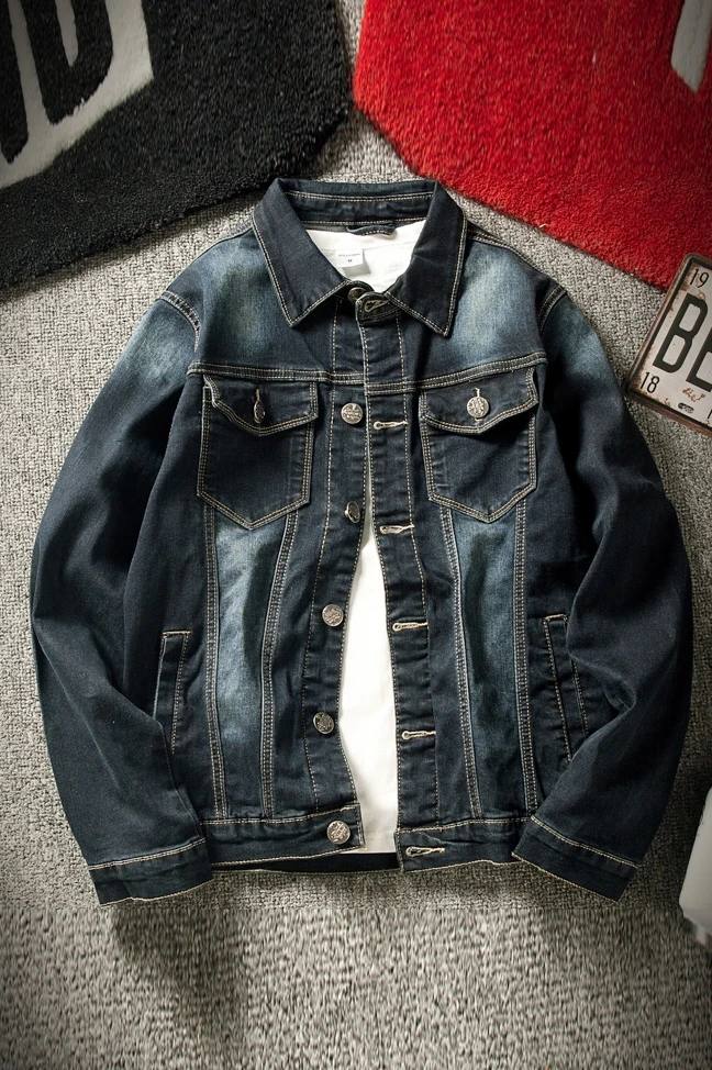 

Men Autumn Denim Jackets Navy blue Jean Coats New Fashion Men Cotton Outwear Denim Coats Large Size Jean Jackets Size 5XL