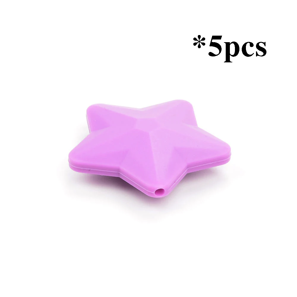 purple LOFCA, 5 шт., Звездные силиконовые бусины, Мягкий прорезыватель, форма звезды, BPAFREE, для детей, сделай сам, ювелирный браслет, ожерелье и подвеска, уход за полостью рта - Цвет: purple