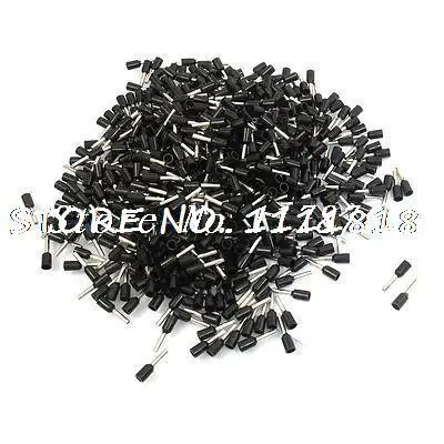 

300V Black PVC Sleeve Insulating Tube Terminals 1000 Pcs E1508