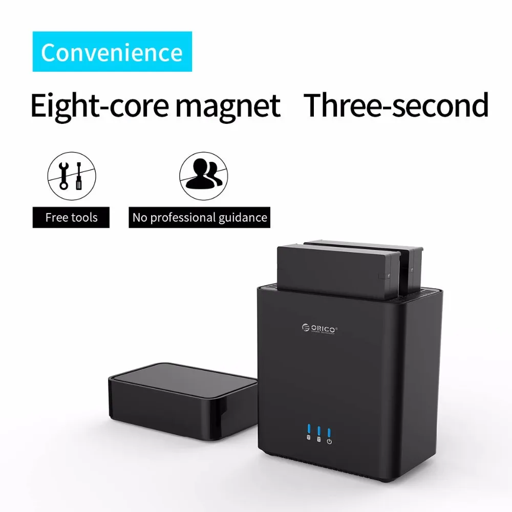 ORICO 2-Bay магнитно-Тип 3,5 дюймовый корпус жесткого диска 3,5 в USB3.1 Gen1 Тип-C HDD чехол Поддержка UASP 12V6. 5A Мощность макс. 20 ТБ