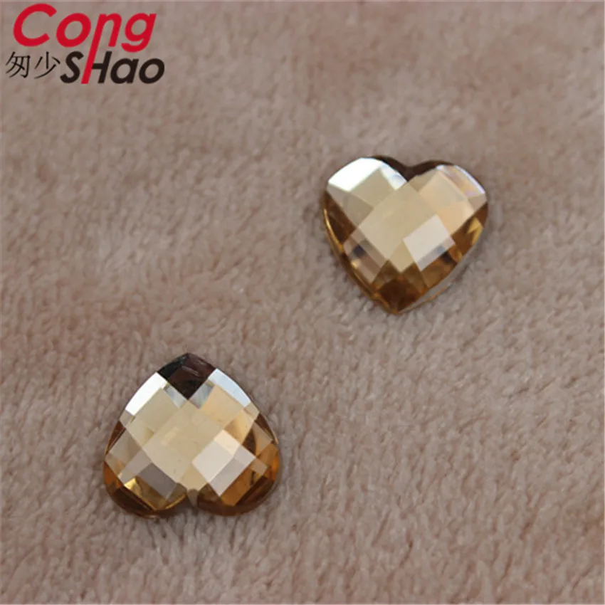 Light coffee Cong shao 200 шт 14 мм акриловое сердце горный хрусталь аппликация камни и кристаллы драгоценные камни плоский задний костюм "сделай сам" кнопки аксессуары CS122 - Цвет: Light coffee