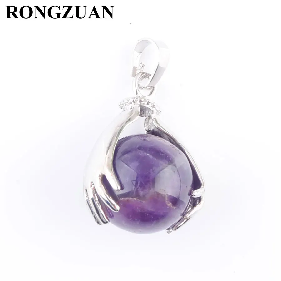 Круглые бусины RONGZUAN из драгоценного камня с натуральным аметистом покрытые
