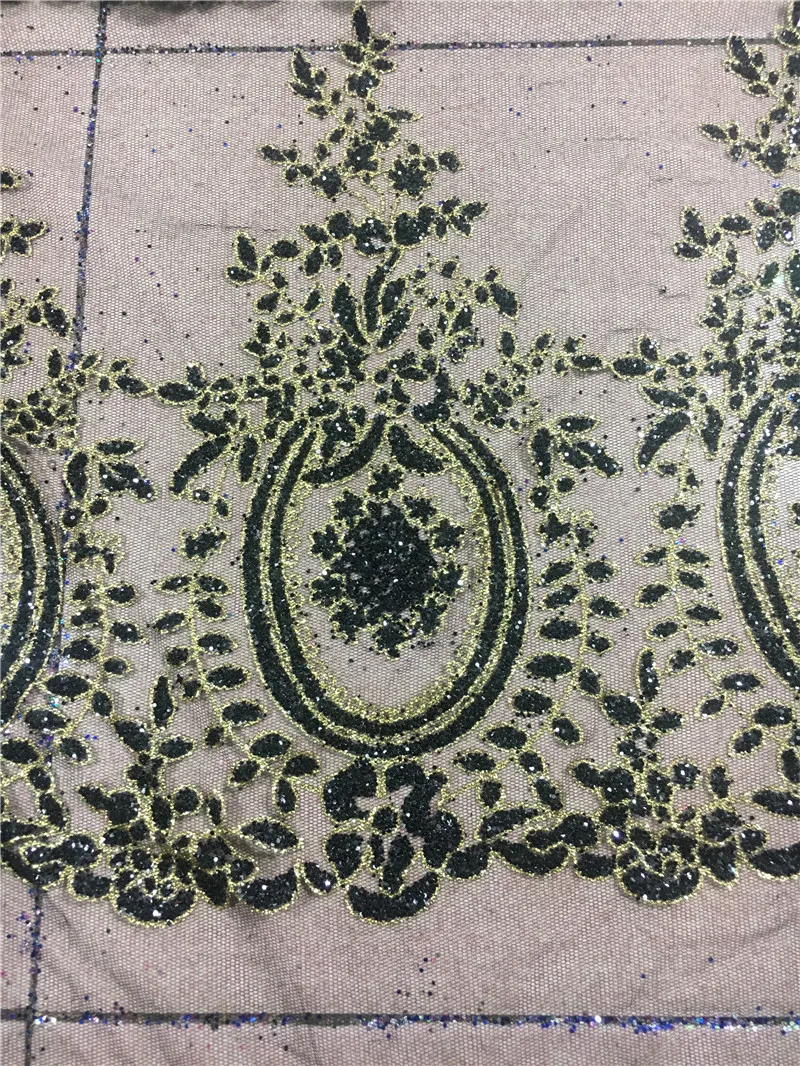 Красивый дизайн черные блестящие золотые края кружевная отделка для свадьбы