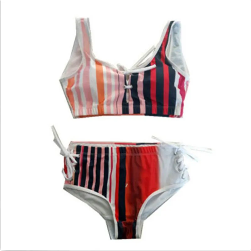 Сексуальный женский купальник в полоску для девушек бикини бюстгальтер пуш-ап