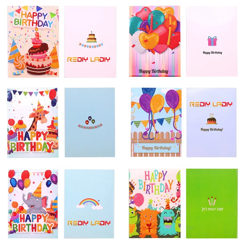 DIY Diamond Painting Greeting Post Card Cartoon Mosaic Crafts Happy Birthday Cards Embroidery Christmas Gift | Дом и сад