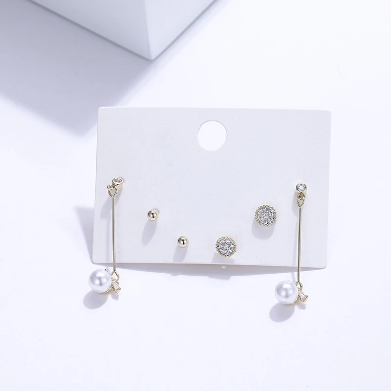 Yhpup Trendy Exquisite Bling CZ Copper Stud Earrings Imitation Pearls Rhinestone S925 Jewelry for Girl Women Party Jewelry
