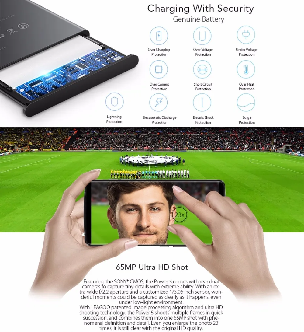 LEAGOO power 5 смартфон 99 &quotFHD + 18:9 ram 6 GB rom 64 Android 8 1 MT6763 Восьмиядерный 7000 mah двойные задние