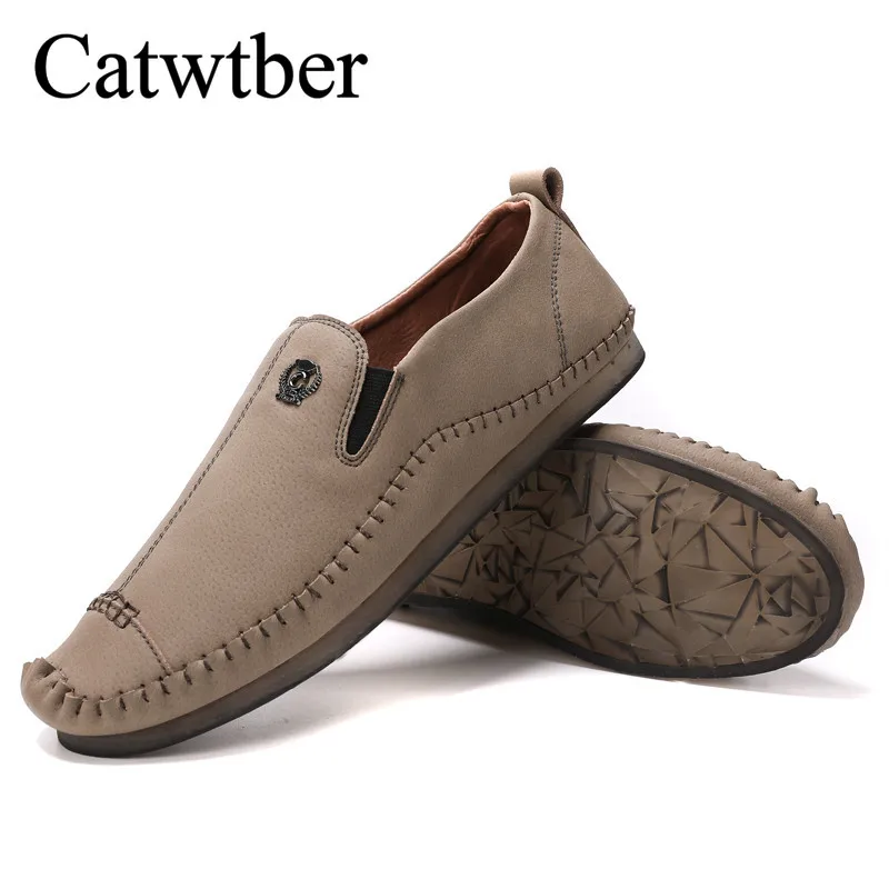 Catwtber Luxury Brand Leather Fashion Men Shoes Handmade Summer Autumn Winter High Quality Flats Moccasins Boat | Обувь