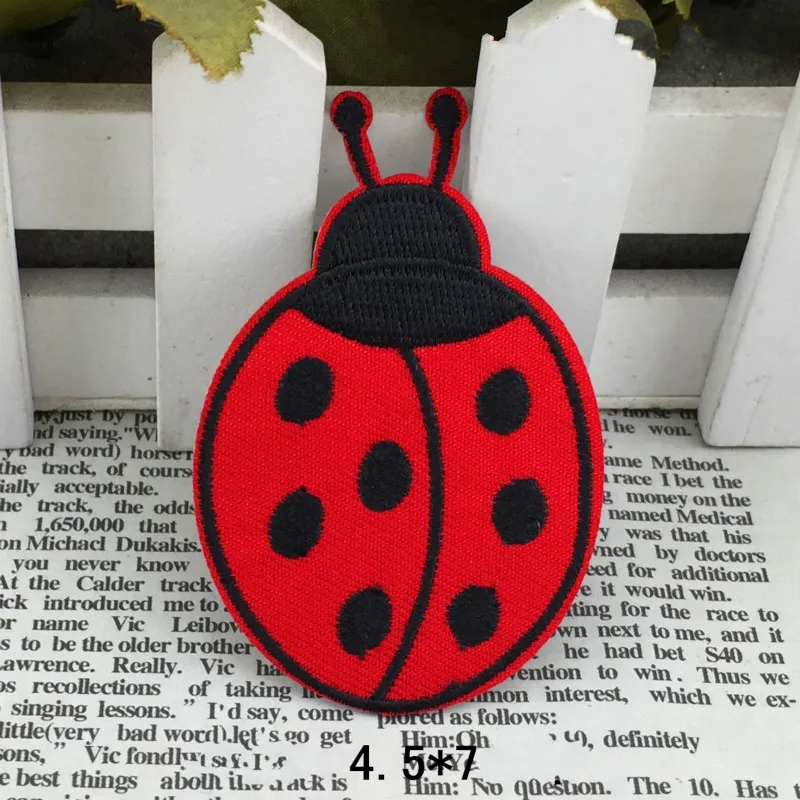 1 шт. вышитая нашивка в виде божьей коровки для одежды железная шитья аппликация