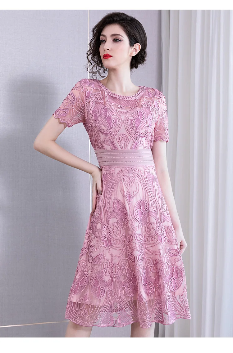Платье размера XXXXL Vestidos De Festa, летние модные вечерние коктейльные женские платья с круглым вырезом, изысканное платье с вышивкой синего, винного, красного цвета