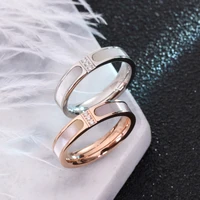 yun ruo fashion shell zirconia inlay couple rings rose gold color woman birthday gift party titanium steel jewelry never fade