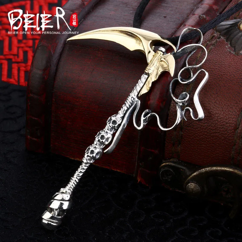 Уникальный дизайн кулон в виде черепа от Beier серп ожерелье модные ювелирные