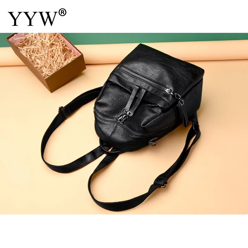 Водонепроницаемая Вместительная женская сумка через плечо черный кожаный