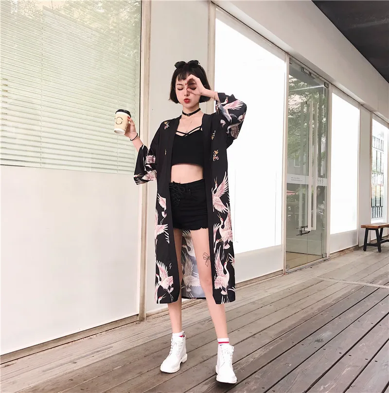 Японское кимоно Yukata кардиган пляжное платье Купальник для женщин с длинным рукавом Haori кимоно пляжное платье Пляжная одежда Парео Плайя