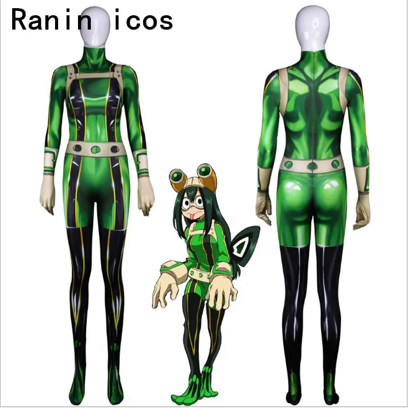 Аниме Мой герой академические круги Boku no Hero academic Asui Tsuyu Zentai женский 3D боди костюм