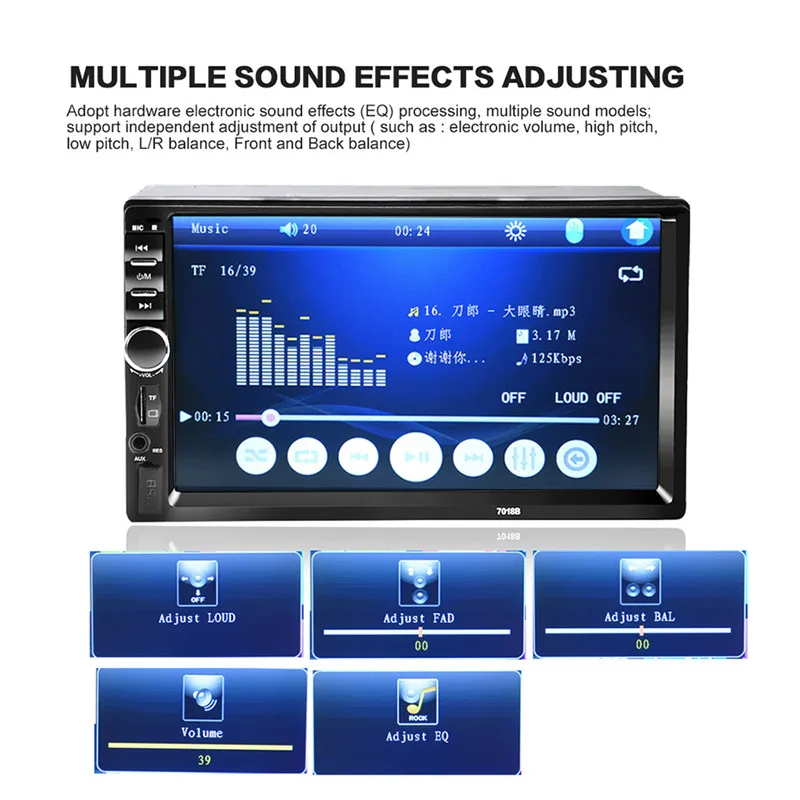 2017 7018B Bluetooth2.0 7 дюймовый 2DIN автомобильный радиоприемник аудио стерео плеер