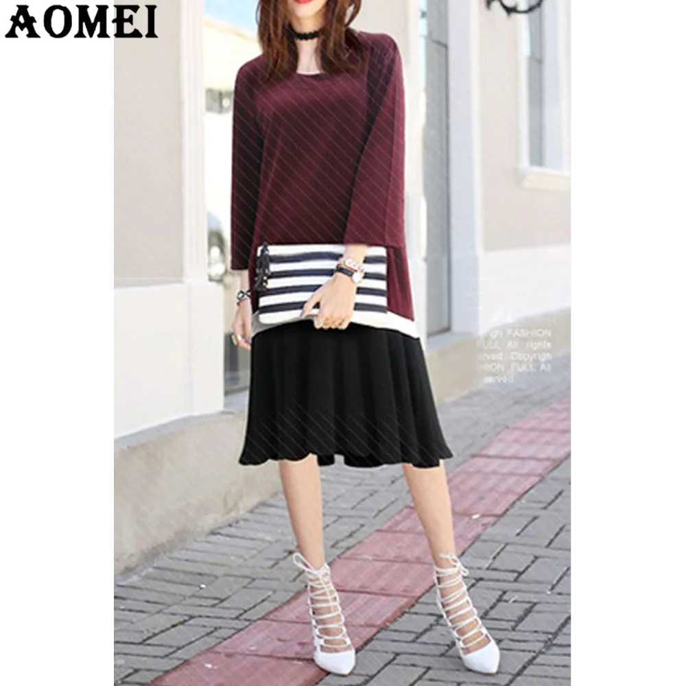 2020 женское Повседневное платье с длинным рукавом лоскутное Плиссированное