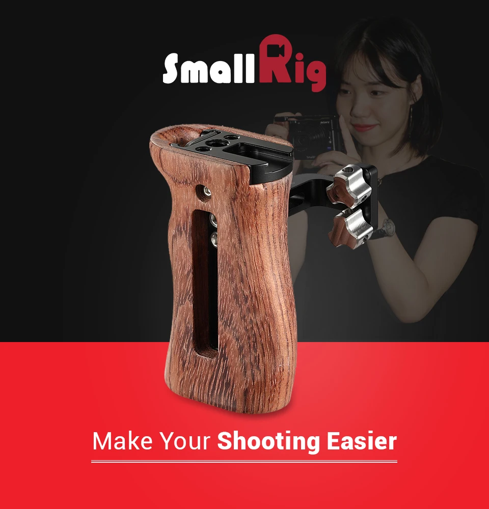 SmallRig камера Видео Ручка Стабилизатор универсальная деревянная ручка с холодным башмаком крепление и 1/4 3/8 резьбовые отверстия 2093