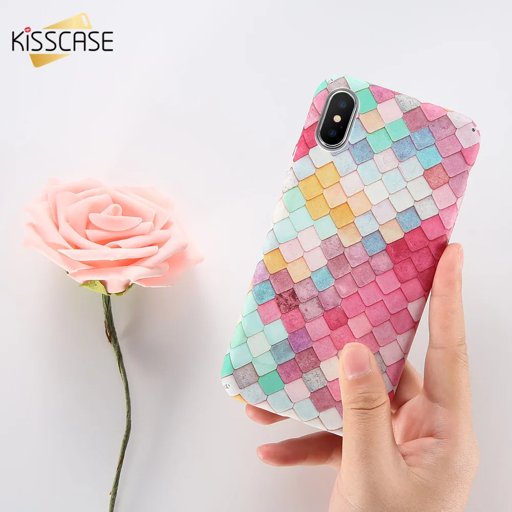 KISSCASE цветной чехол для телефона iPhone 6 S 7 8 Plus чехлы Hard-PC Mobile Телефон X XR XS Max Чехлы