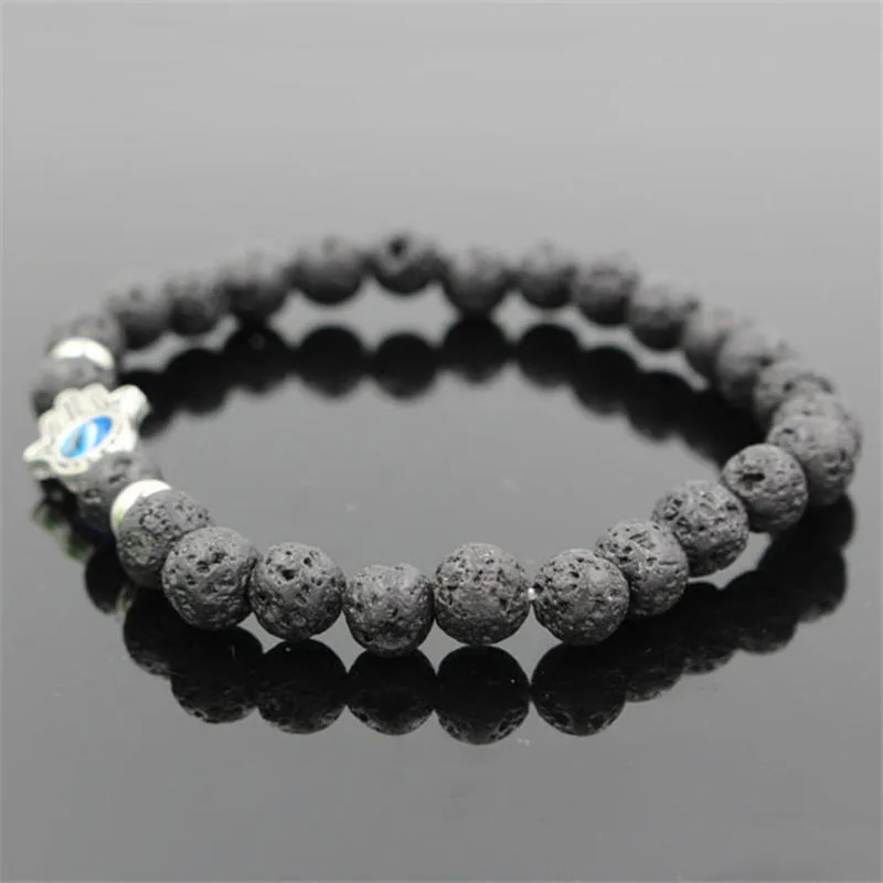 NADEEM Новое поступление браслет бусина из лавового камня античный серебряный цвет